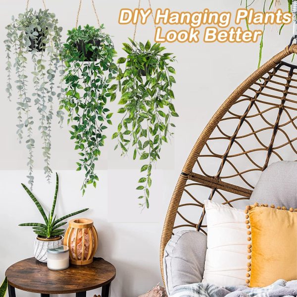 Artificial Hanging Plants 3Pcs Potted Greenery Decor - Grey ... - Image 6