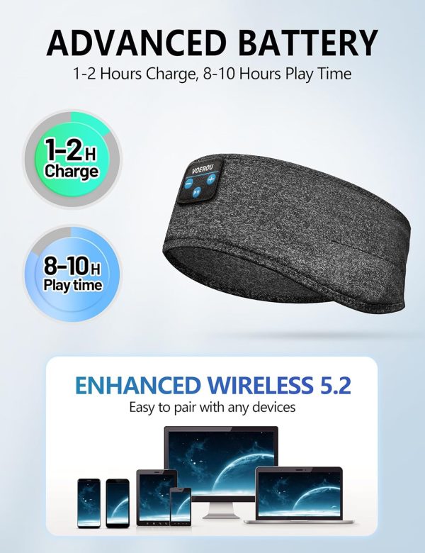 Voerou Sleep Headphones Sports Headband,Bluetooth Sleep Mask... - Image 5