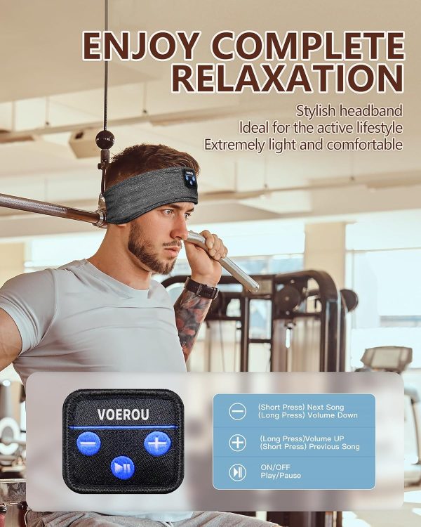 Voerou Sleep Headphones Sports Headband,Bluetooth Sleep Mask... - Image 3