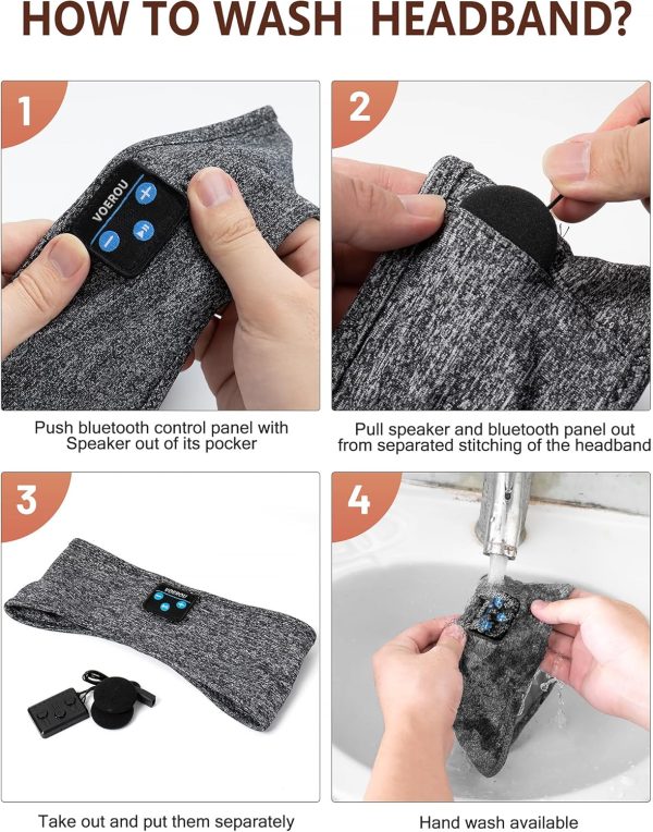 Voerou Sleep Headphones Sports Headband,Bluetooth Sleep Mask... - Image 7