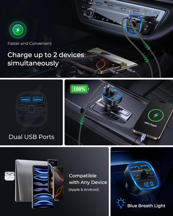 LENCENT FM Transmitter, Bluetooth FM Transmitter Wireless Ra... - Image 5