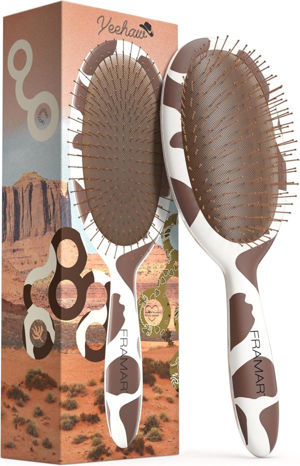 FRAMAR Cow Print Detangling Hair Brush – Hair Brush For Wome...