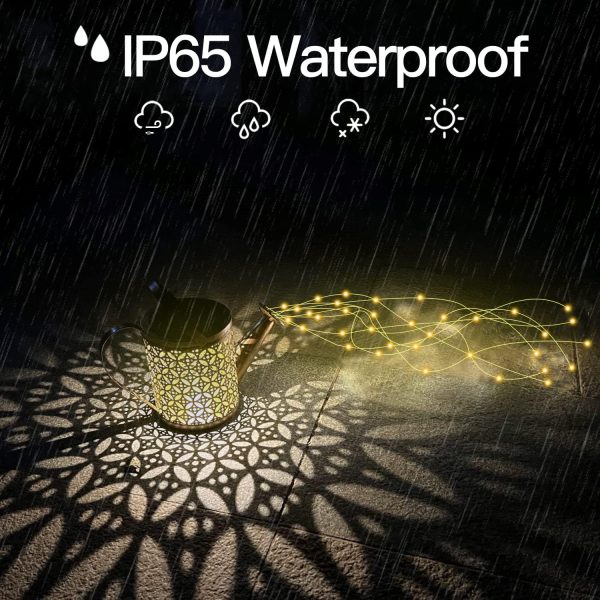 QOCNAM Solar Watering Can with Lights, Retro Metal Hanging S... - Image 4