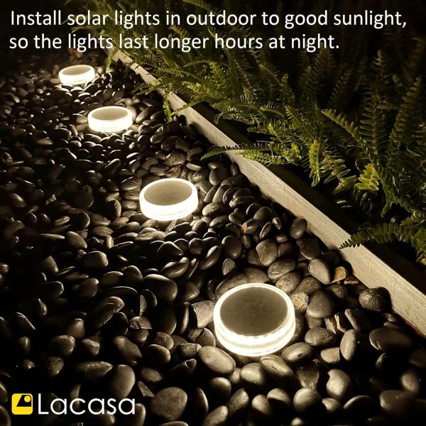 Lacasa Solar Deck Lights, 4 Pack 30LM Outdoor Solar Powered ... - Image 9