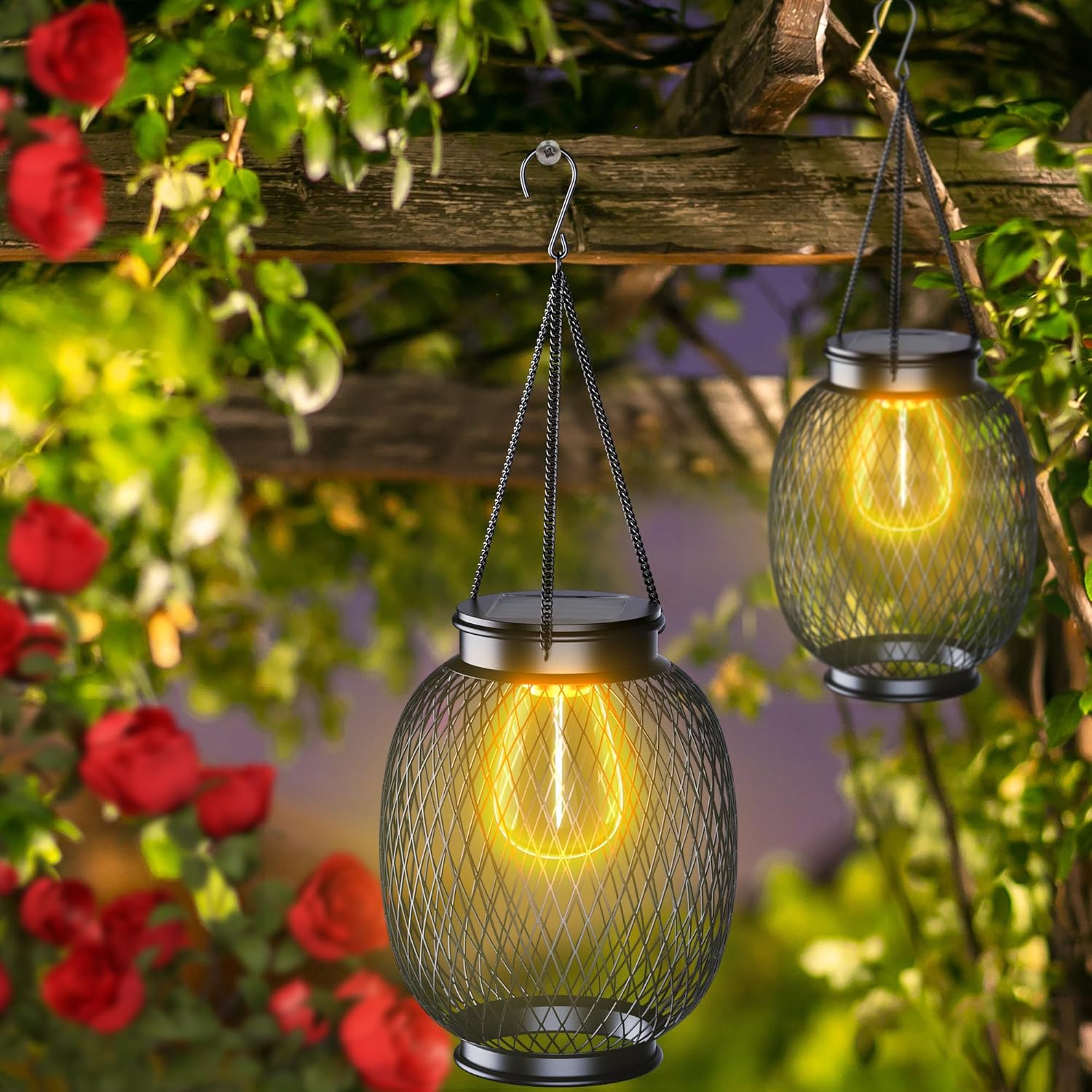 Solar Lanterns Outdoor Waterproof, Collasis 2 Pack Vintage M…