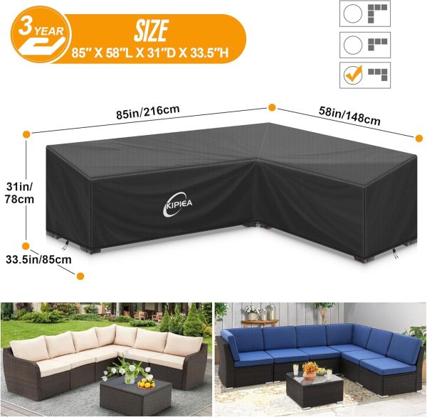 Kipiea 600D L-Shape Outdoor Patio Furniture Covers Waterproo... - Image 2