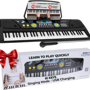 PYLE Kids Piano – Digital Keyboard for Kids, 61 Keys w/ Micr...