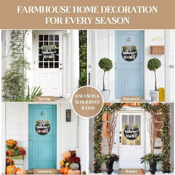 SWITTE 12 Interchangeable Seasonal Welcome Wreaths Sign Home... - Image 5
