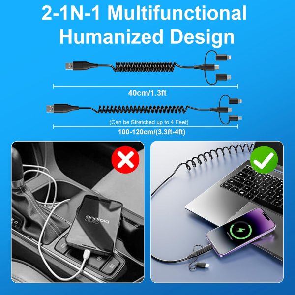 Coiled Multi Charging Cable - USB C Lightning Micro USB Cabl... - Image 7