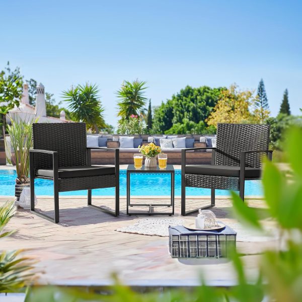 Flamaker 3 Pieces Patio Set Outdoor Wicker Furniture Sets Mo... - Image 6