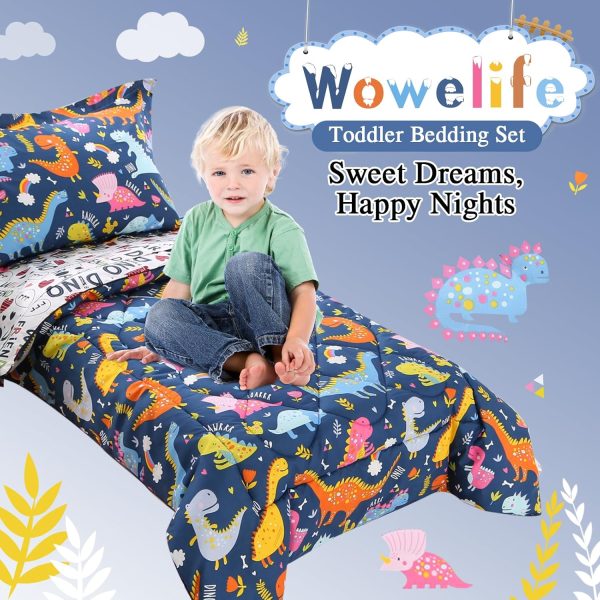 Wowelife Dinosaur Toddler Bedding Set for Boys Grey 4 Piece ... - Image 7