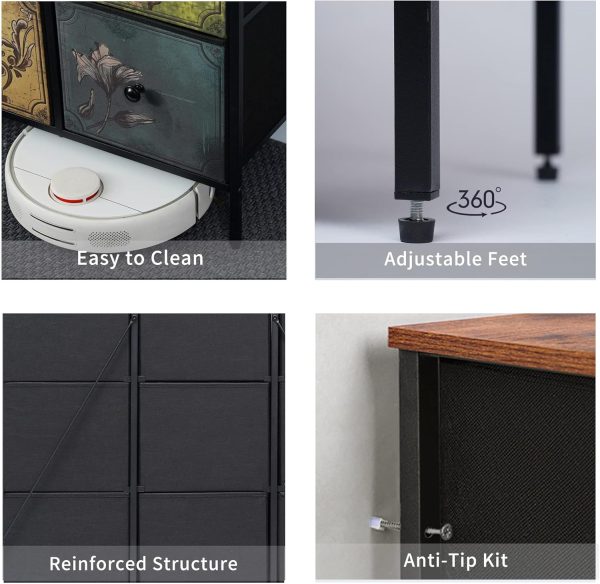 DOVAMY Drawer Dresser with 9 Fabric Drawers, Dresser Storage... - Image 5