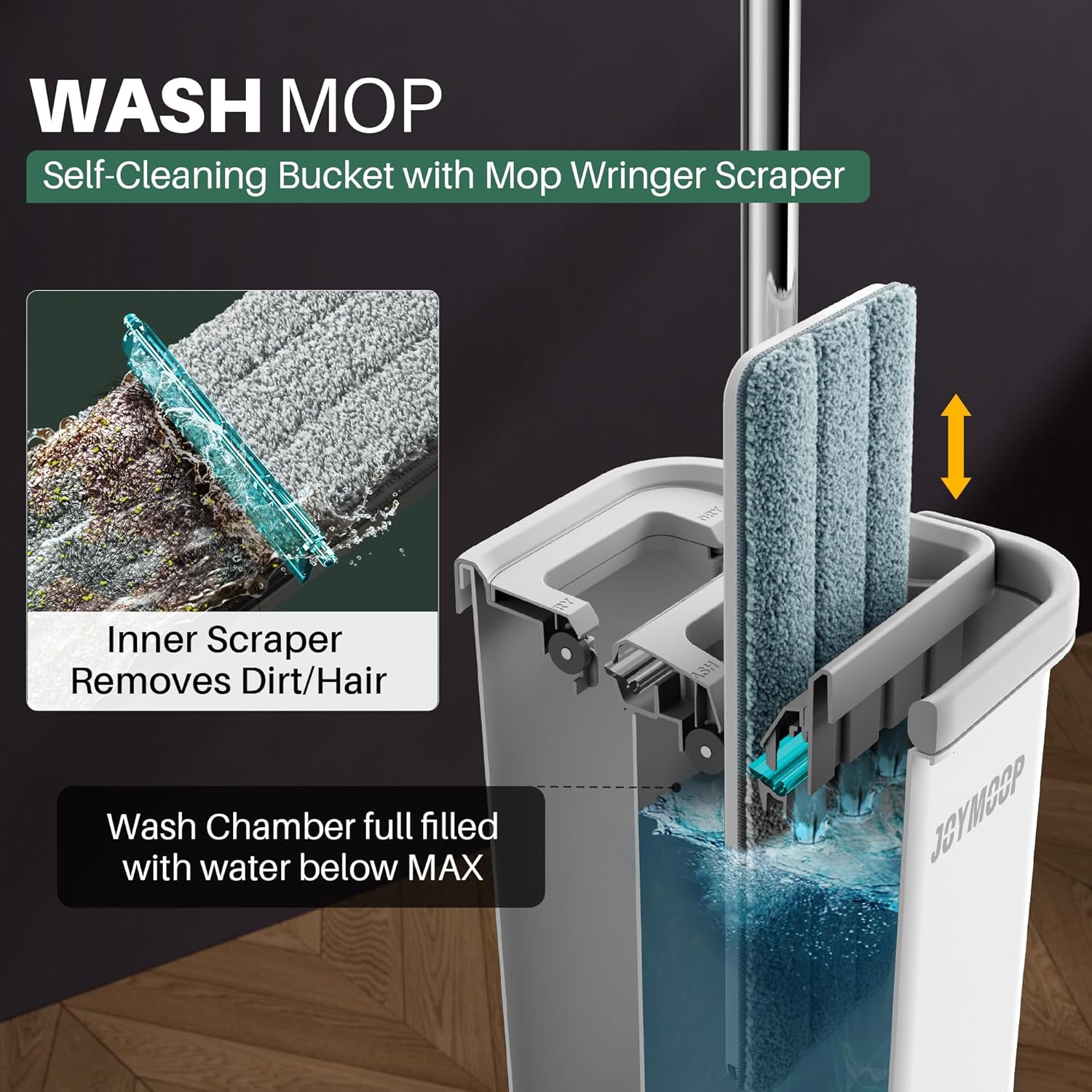 JOYMOOP Mop and Bucket with Wringer Set, Hands Free Flat Flo…