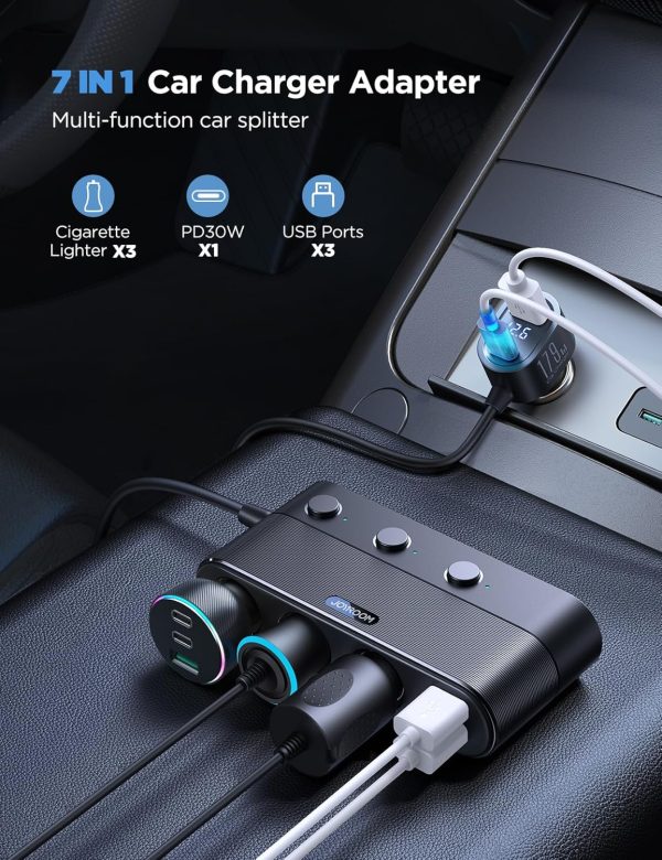 [Upgraded 179W] 7 in 1 Cigarette Lighter Adapter, JOYROOM Ca... - Image 2