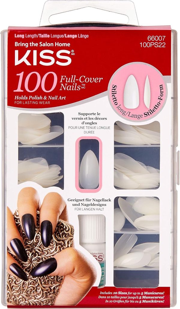 Kiss Nails 100 Count - Long Stiletto, 1 Count (100PS22C)