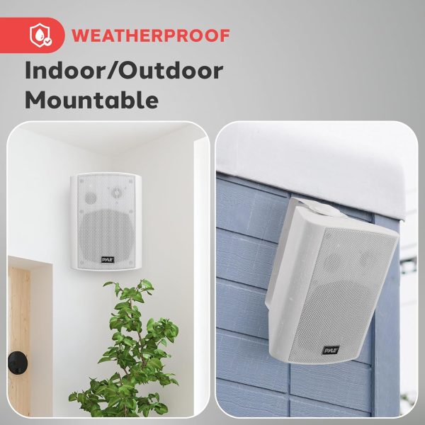 Pyle Outdoor Wall-Mount Patio Stereo Speaker - Waterproof Bl... - Image 8