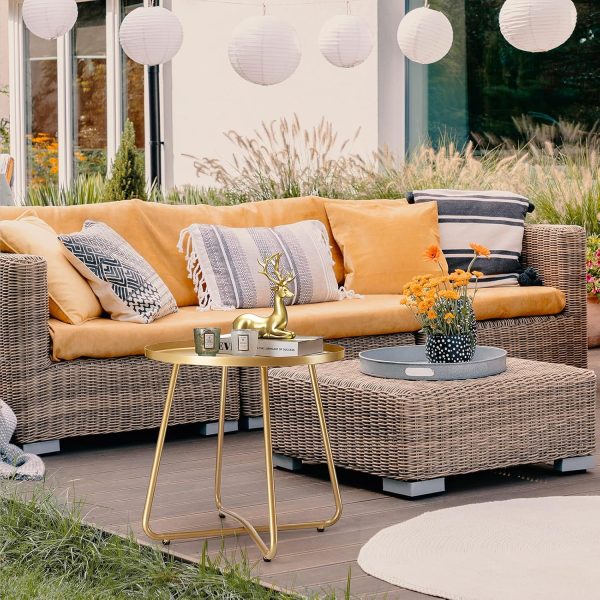 danpinera Outdoor Side Tables, Weather Resistant Steel Patio... - Image 7
