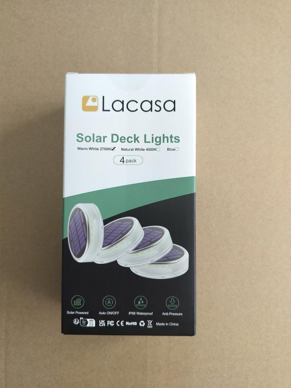 Lacasa Solar Deck Lights, 4 Pack 30LM Outdoor Solar Powered ... - Image 10