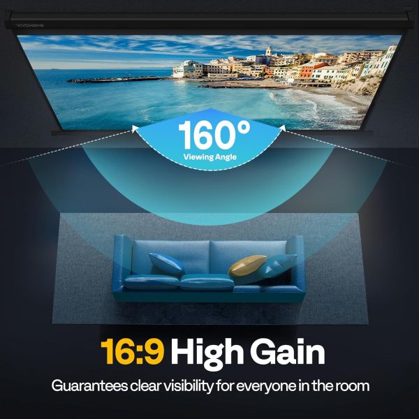 VIVOHOME 100 Inch Manual Pull Down Projector Screen, 16:9 HD... - Image 7