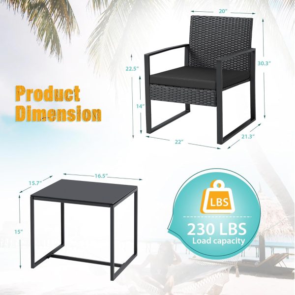 Flamaker 3 Pieces Patio Set Outdoor Wicker Furniture Sets Mo... - Image 7