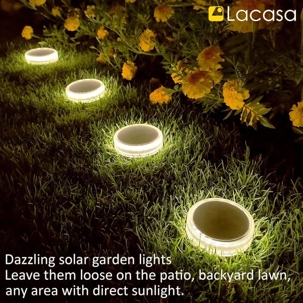 Lacasa Solar Deck Lights, 4 Pack 30LM Outdoor Solar Powered ... - Image 4