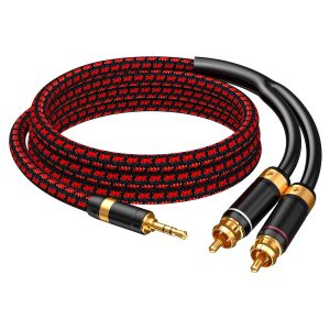 Primeda 3.5mm to 2 RCA Audiophile Audio Cable Stereo Braided...