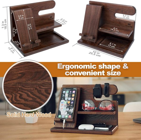 TESLYAR Gifts for Men Wood Phone Docking Station Fathers Gif... - Image 7