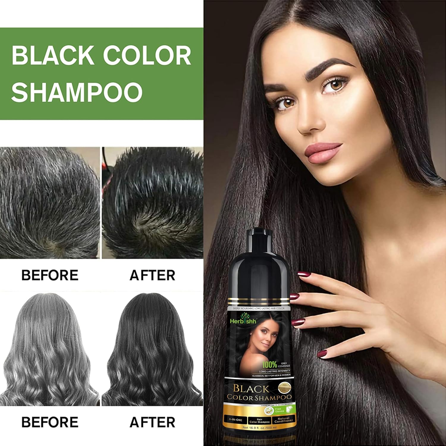 Herbishh Hair Color Shampoo for Gray Hair – Hair Dye Shampoo…