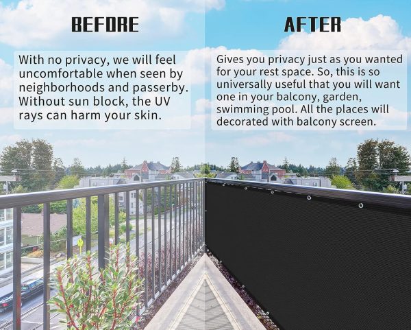 GardenLux 3'x20'Balcony Privacy Screen Cover Fence Cover UV ... - Image 5