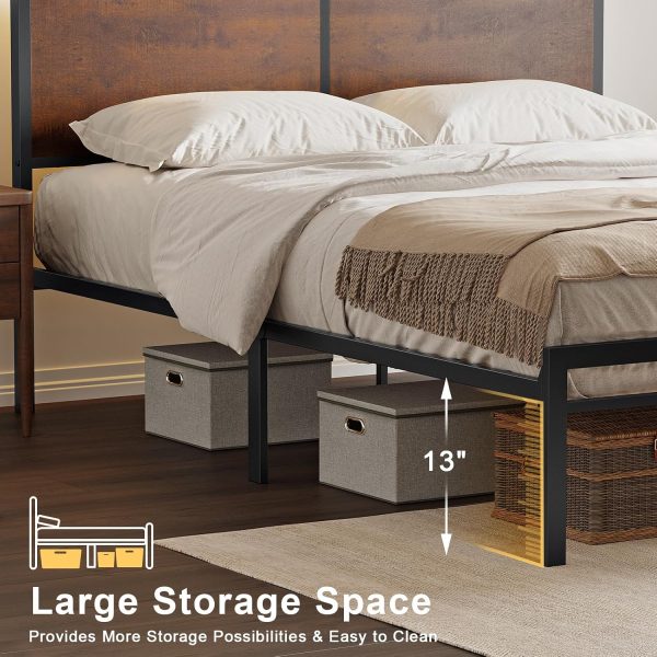 HAUSOURCE Full Bed Frame with Storage Headboard Bed Frame Fu... - Image 6