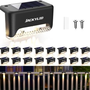 Solar Deck Lights Outdoor 16 Pack, JACKYLED Solar Step Light...