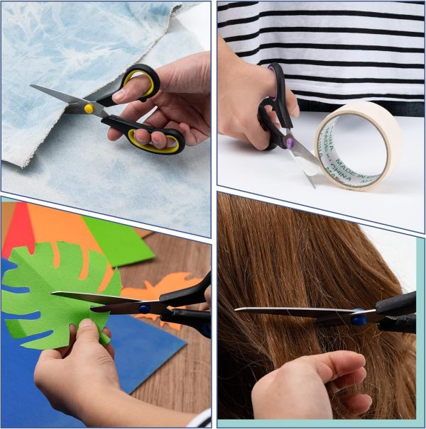 Scissors, BOOMIBOO 8" All Purpose 6 Pack - Comfort-Grip Scis... - Image 6