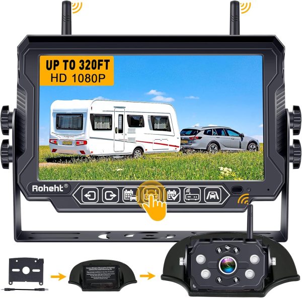 RV Backup Camera Wireless Strong Signal: HD 1080P 7'' Touch ...