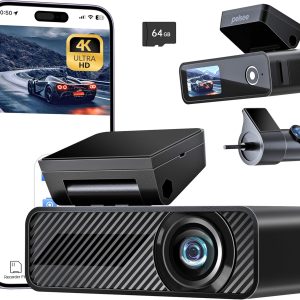 Pelsee P1 Duo 4K Dash Cam Front and Rear, 64GB SD Card, 4K+1...