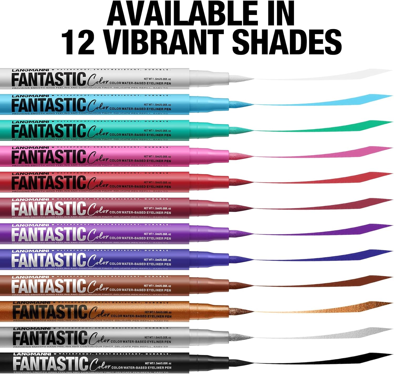 LANGMANNI 12 Colors Matte Liquid Eyeliner Set, Neon Colorful…