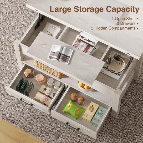 Rolanstar Lift Top Coffee Table with Drawers and Hidden Comp... - Image 6