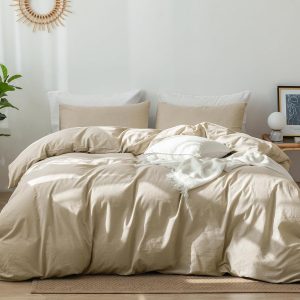 MooMee Bedding Duvet Cover Set 100% Washed Cotton Linen Like...