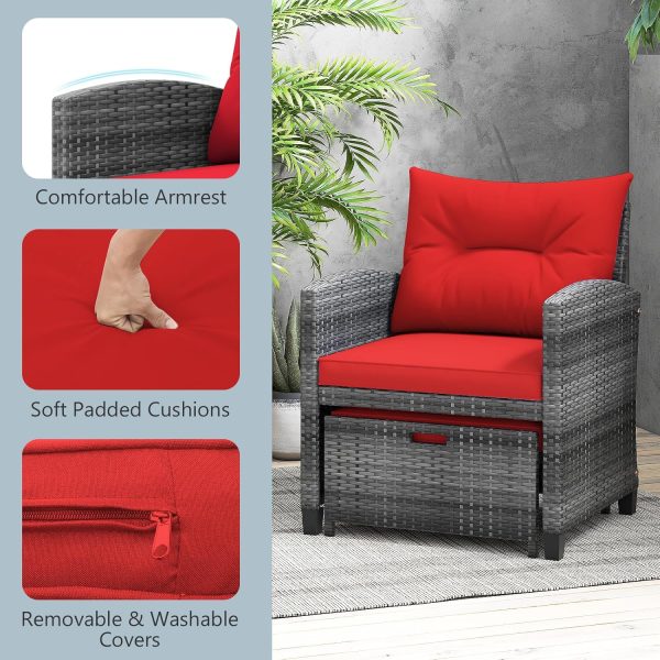 ORALNER 5 Pieces Patio Furniture Set with Ottoman, Wicker Co... - Image 3