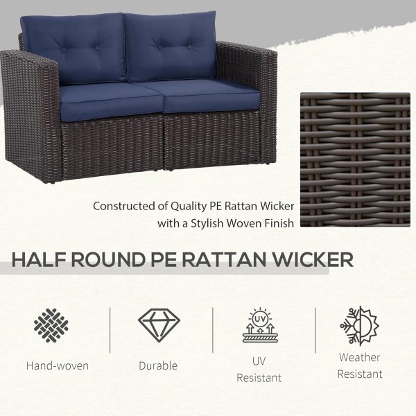 Outsunny 2 Pieces Patio Furniture Set Outdoor Loveseat Wicke... - Image 4