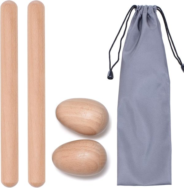 4 Pcs Musical Hand Percussion Instrument Set, Includes 1 Pai...