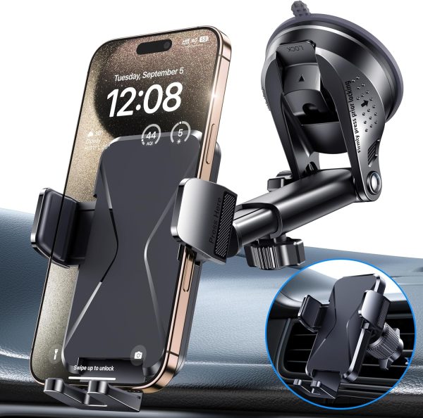 Car Phone Holder [Upgrade Suction Cup & Stable Clip] Phone M...
