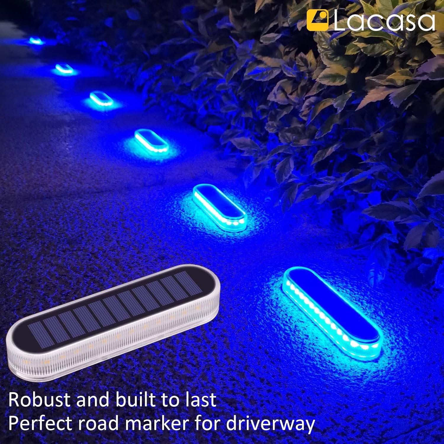 Lacasa Solar Step Lights, 4-Pack Solar Deck Lights Blue Ligh…