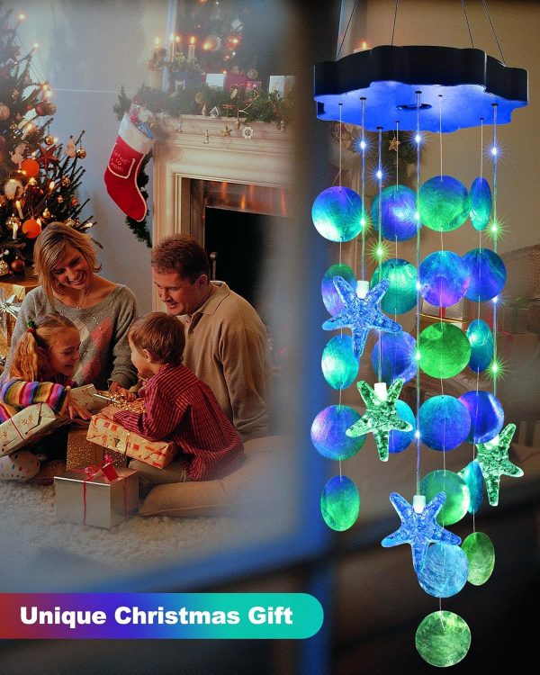Toodour Solar Wind Chimes for Outside, Shells Light Gifts fo... - Image 4