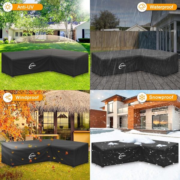 Kipiea 600D L-Shape Outdoor Patio Furniture Covers Waterproo... - Image 7