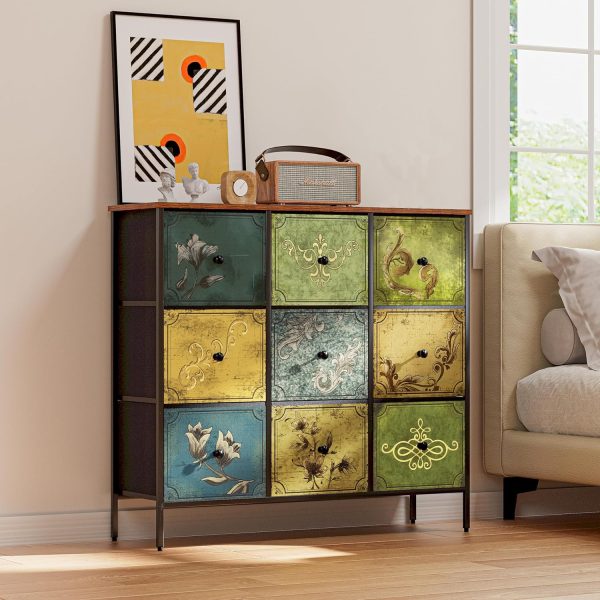 DOVAMY Drawer Dresser with 9 Fabric Drawers, Dresser Storage... - Image 4