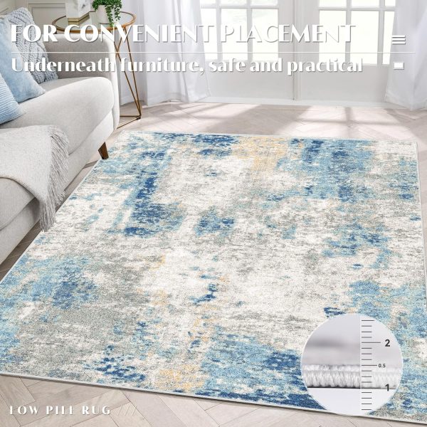 Modern Abstract Area Rug, 5x7 Washable Large Living Room Rug... - Image 6