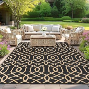 HEBE Outdoor Rug 6'x9' Waterproof Patio Mat Reversible Outsi...