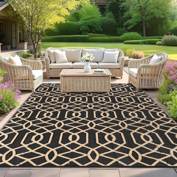 HEBE Outdoor Rug 6'x9' Waterproof Patio Mat Reversible Outsi...
