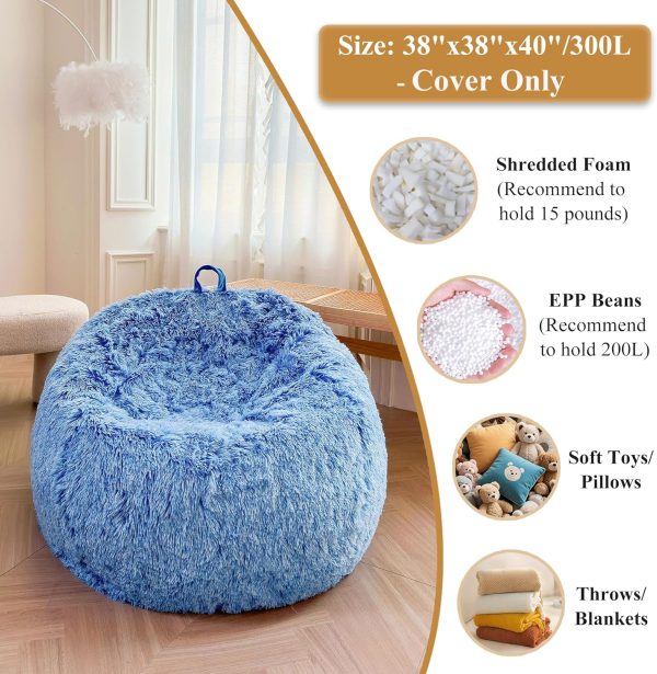 XeGe Faux Fur Comfy Bean Bag Cover(No Filler), Fluffy Stuffe... - Image 3