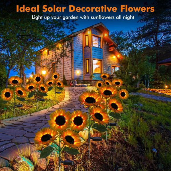 Meagoo Solar Sunflower Lights, 800mA Solar Garden Light with... - Image 3